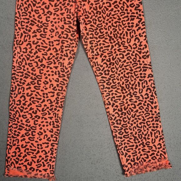 NWT Carmar Women’s Size 26 Jeans Neon Orange Leopard Pants Emelia Mid Rise - Picture 3 of 12
